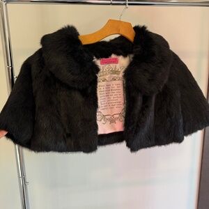 Cropped Black rabbit Bolero fur jacket